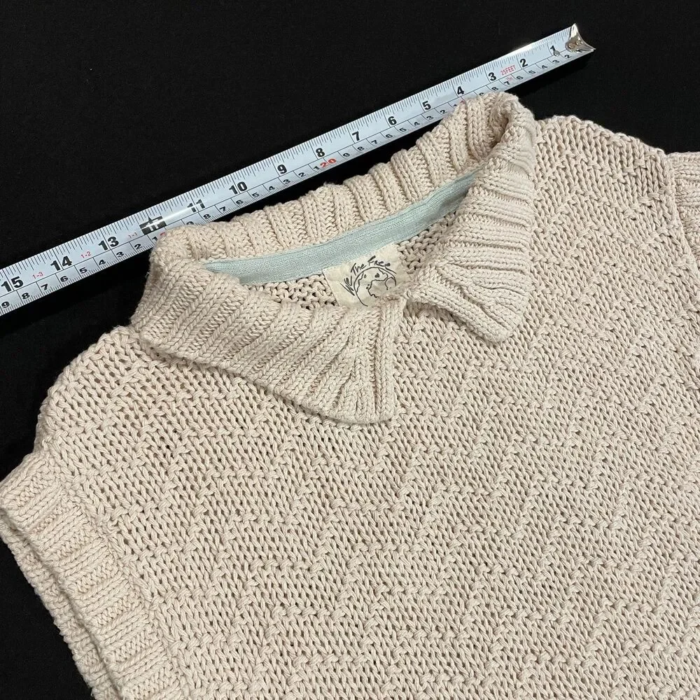 ~ Boho Free People Sm Sweater Loose Knit Cream We The Free Soft Beachy Tank